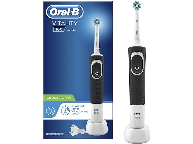 Oral-b vitality 100 crossaction zwart - elektrische tandenborstel - afbeelding 1 van  5
