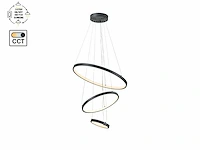 Orien design hanglamp zand zwart 20cm&40cm&60cm trio ring 50w led cct 3 kleur & 3 stappen dimmen(2x) - afbeelding 3 van  7