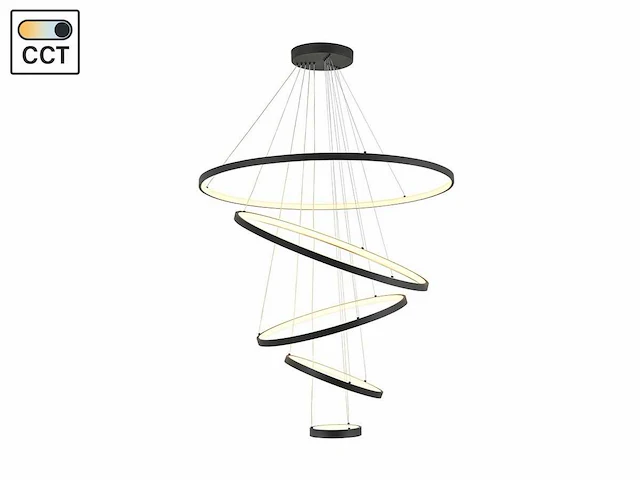 Orien design hanglamp zand zwart 20cm&40cm&60cm&80cm&100cm 5 ring 160w led cct 3 kleur(1x) - afbeelding 2 van  5