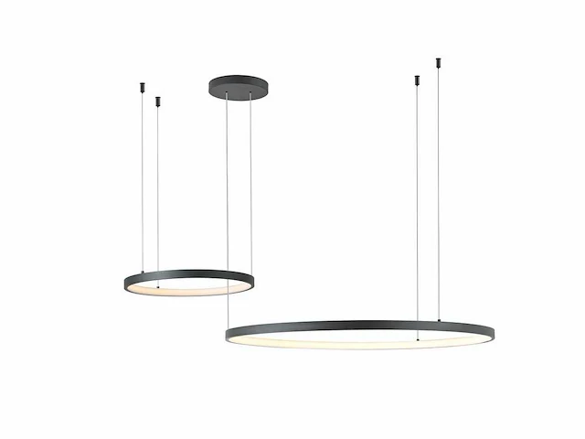 Orien design hanglamp zand zwart 80cm&40cm duo ring 50w led cct 3 kleur & 3 stappen dimmen(1x) - afbeelding 1 van  9