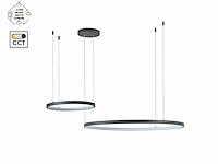 Orien design hanglamp zand zwart 80cm&40cm duo ring 50w led cct 3 kleur & 3 stappen dimmen(2x) - afbeelding 3 van  9