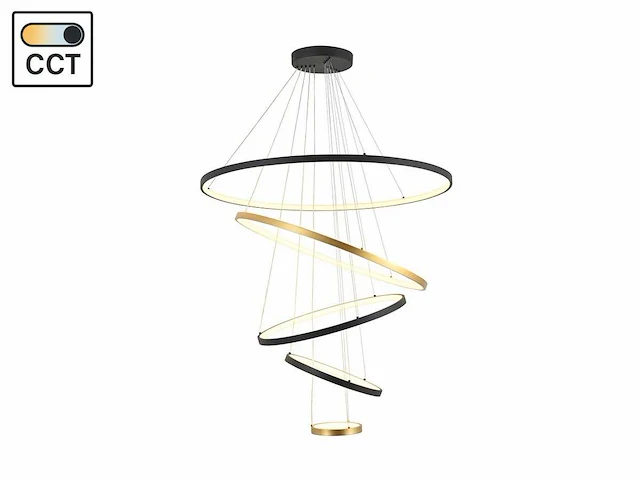Orien design hanglamp zand zwart en goud 20cm&40cm&60cm&80cm&100cm 5 ring 160w led cct 3 kleur(1x) - afbeelding 2 van  5