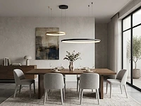 Orien design hanglamp zand zwart en goud 80cm&40cm duo ring 50w led cct 3 kleur & 3 stappen dimmen(1x) - afbeelding 2 van  8