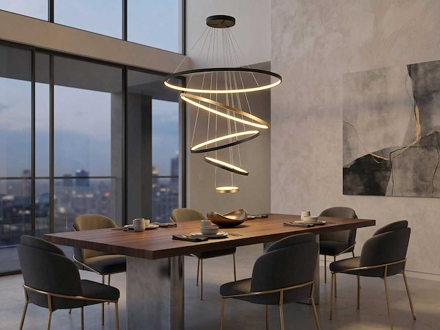 Orien hanglamp 20cm&40cm&60cm&80cm&100cm 5 ring 160w led 3cct(1x) - afbeelding 1 van  5