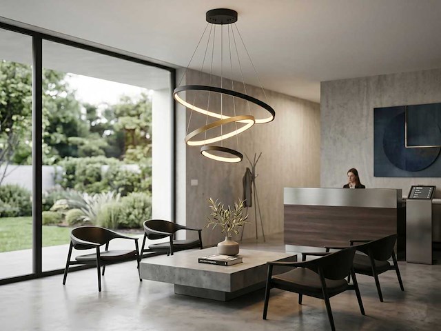 Orien zand zwart en goud hanglamp 20cm&40cm&60cm trio ring 50w led 3cct & 3 stappen dim(1x) - afbeelding 5 van  7