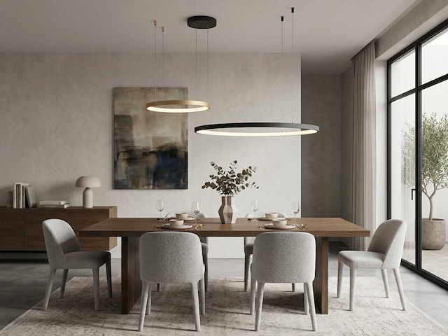 Orien zand zwart en goud hanglamp 80cm&40cm duo ring 50w led 3cct & 3 stappen dim(1x) - afbeelding 4 van  8