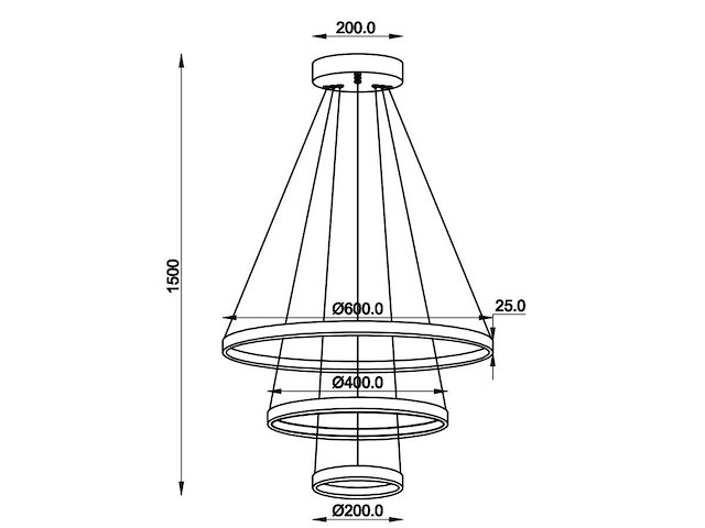 Orien zand zwart hanglamp 20cm&40cm&60cm trio ring 50w led 3cct & 3 stappen dim(1x) - afbeelding 2 van  7
