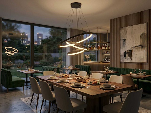 Orien zand zwart hanglamp 20cm&40cm&60cm trio ring 50w led 3cct & 3 stappen dim(1x) - afbeelding 4 van  7