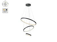Orien zand zwart hanglamp 20cm&40cm&60cm trio ring 50w led 3cct & 3 stappen dim(1x) - afbeelding 5 van  7