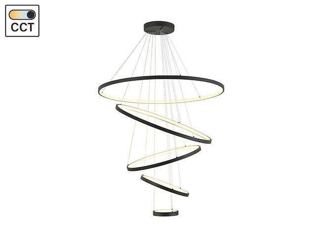 Orien zand zwart hanglamp 20cm&40cm&60cm&80cm&100cm 5 ring 160w led 3cct(1x) - afbeelding 4 van  5