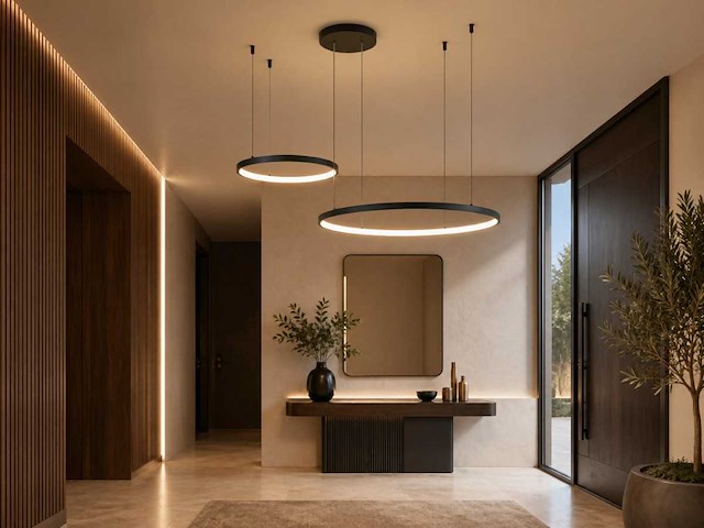 Orien zand zwart hanglamp 80cm&40cm duo ring 50w led 3cct & 3 stappen dim(1x) - afbeelding 8 van  9