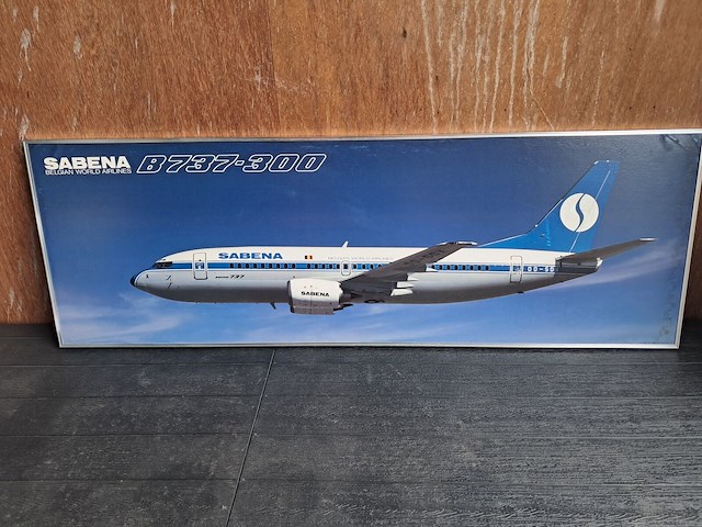Origineel bord van sabena boeing b373 uit kantoor van directie (zeldzaam) l 1200mm h 420mm geen boekje - afbeelding 1 van  3