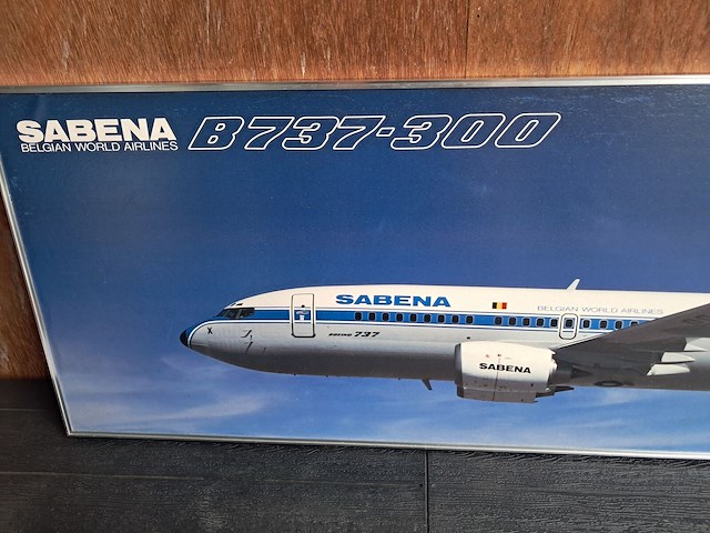Origineel bord van sabena boeing b373 uit kantoor van directie (zeldzaam) l 1200mm h 420mm geen boekje - afbeelding 3 van  3