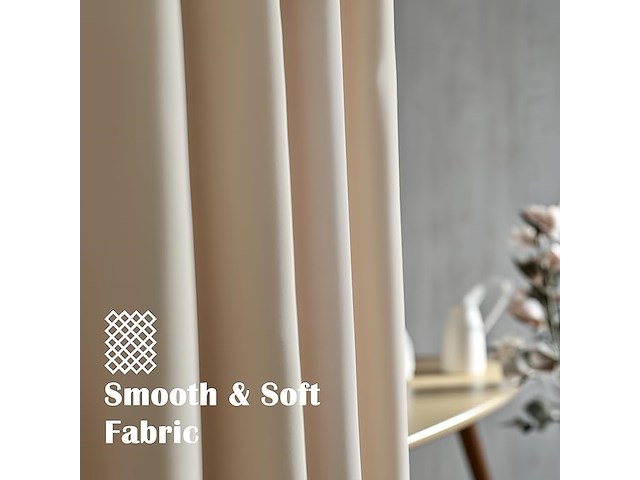 Orinova beige verduisterende gordijnen (140x160 cm) - afbeelding 3 van  6