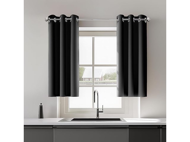 Orinova zwarte verduisterende gordijnen (140x183cm) - afbeelding 2 van  6