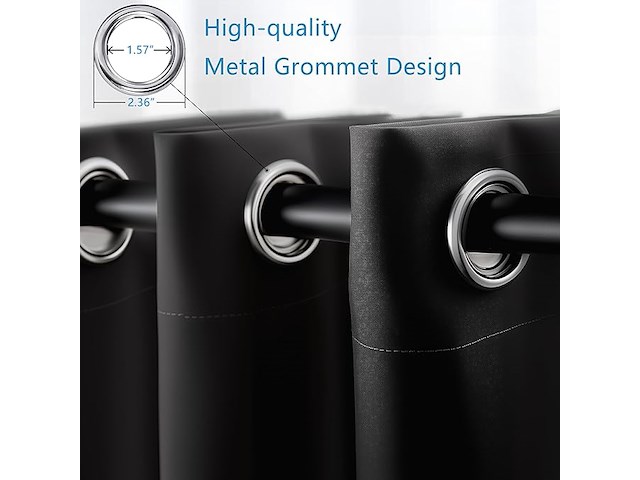 Orinova zwarte verduisterende gordijnen (140x183cm) - afbeelding 4 van  6