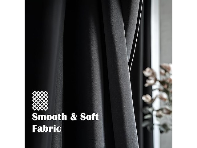 Orinova zwarte verduisterende gordijnen (140x183cm) - afbeelding 5 van  6