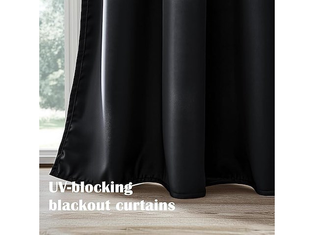 Orinova zwarte verduisterende gordijnen (140x183cm) - afbeelding 3 van  6