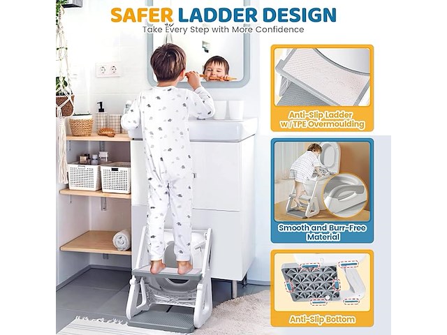 Orzbow verstelbare kindertoiletbril met trapje - afbeelding 4 van  5