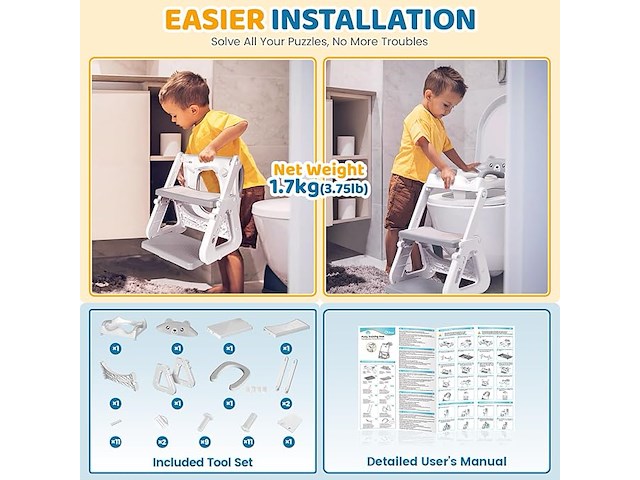 Orzbow verstelbare kindertoiletbril met trapje - afbeelding 5 van  5