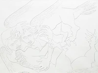 Ossip zadkine (1890-1967), two harpies attacking, 1953, ink drawing on paper 54 x 71 cm. (21.26 x 27.94 in.), frame: 81 x 100 cm. (31.89 x 39.36 in.)