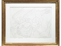 Ossip zadkine (1890-1967), two harpies attacking, 1953, ink drawing on paper 54 x 71 cm. (21.26 x 27.94 in.), frame: 81 x 100 cm. (31.89 x 39.36 in.) - afbeelding 2 van  6