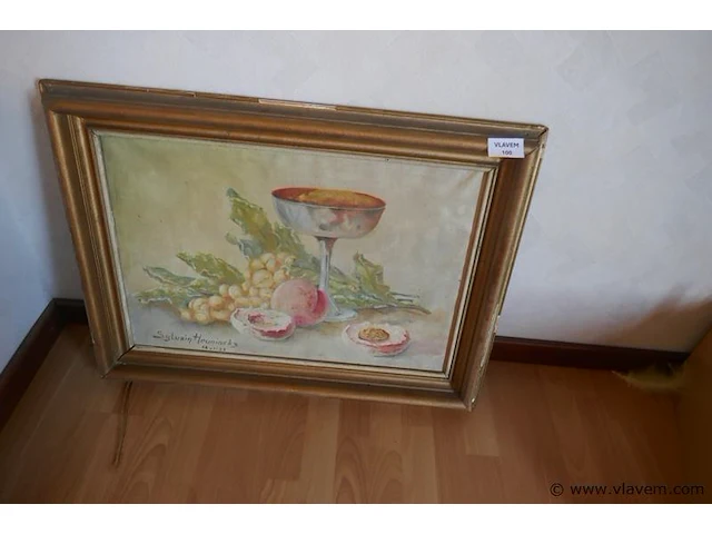 Oud aquarel op doek - afbeelding 2 van  2