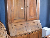 Oud eiken bureelkast met 2 deuren en valdeur met opzet 2 deuren afm. 240x145x60 - afbeelding 2 van  7