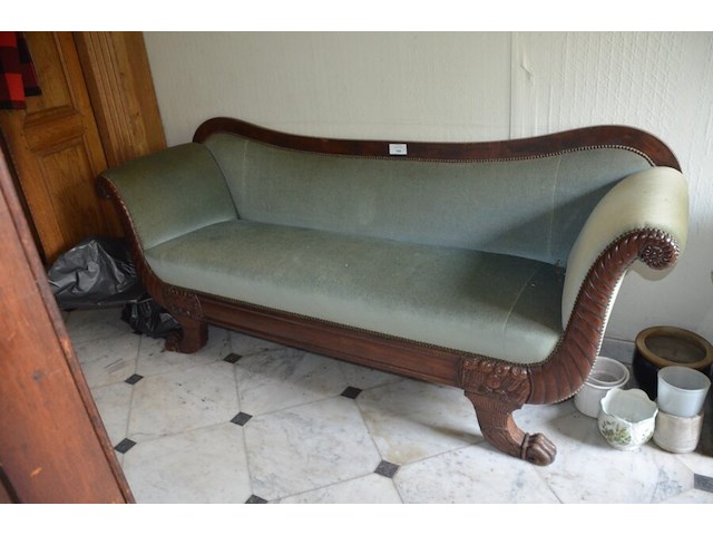 Oude 3-zitzetel groen stoffen bekleding - afbeelding 1 van  6