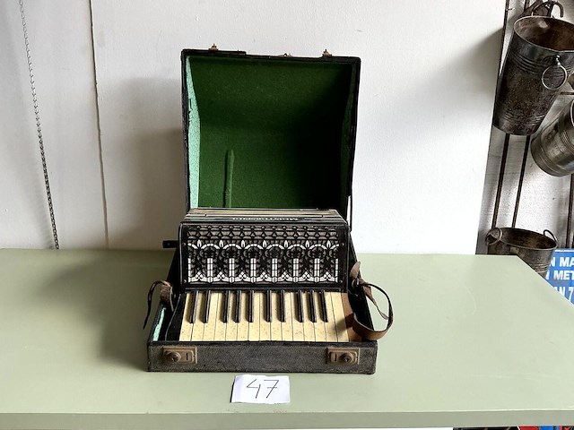 Oude accordion - afbeelding 1 van  2
