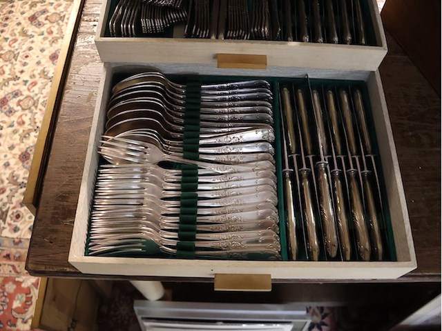 Oude bestekkoffer - afbeelding 2 van  8