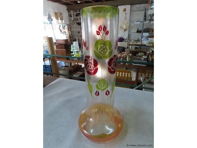 Oude glazen vaasjes h23 en h33cm - afbeelding 3 van  3