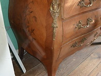 Oude ladenkast 3 laden met marmeren blad en koper beslag afm. 110x85x50, houten tafeltje - afbeelding 5 van  8