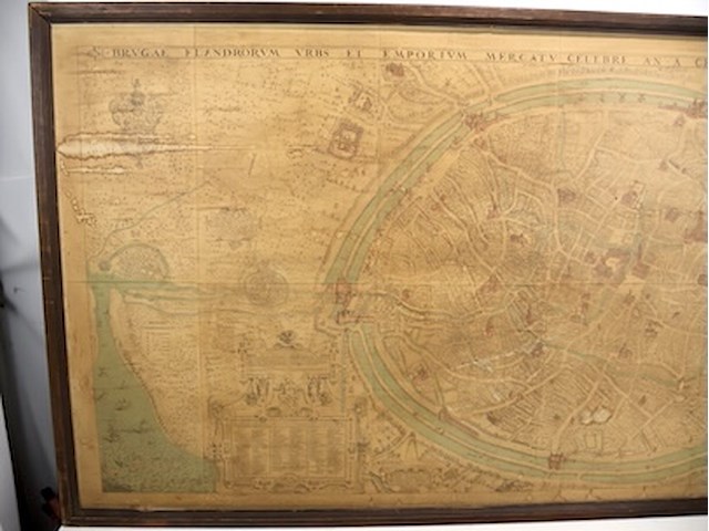 Oude map brugge met kader - afbeelding 3 van  10