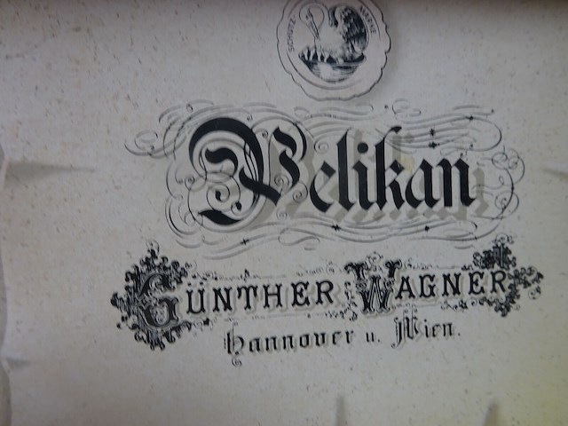 Oude pelican tinte - gunther wagner in kist - afbeelding 2 van  2