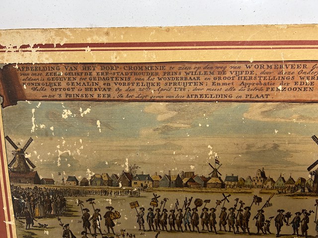 Oude prent "dorp crommenie" - afbeelding 2 van  3