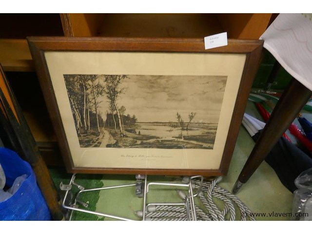 Oude prent in kader - afbeelding 1 van  1