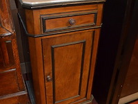 Oude secretaire 2 laden 1 valdeur, nachtkastje 1 deur 1 lade wit marmeren blad - afbeelding 7 van  8