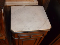 Oude secretaire 2 laden 1 valdeur, nachtkastje 1 deur 1 lade wit marmeren blad - afbeelding 8 van  8