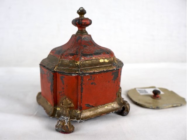 Oude tinnen tabakspot - afbeelding 2 van  6