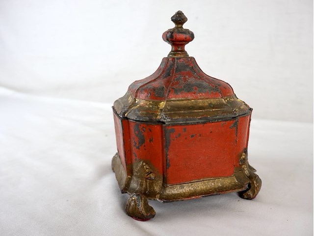 Oude tinnen tabakspot - afbeelding 3 van  6