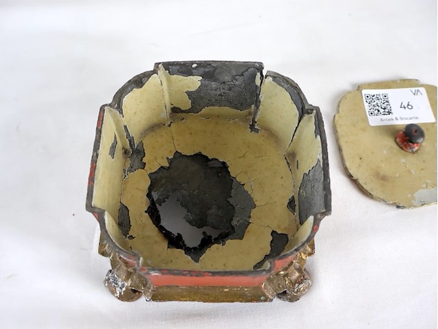 Oude tinnen tabakspot - afbeelding 5 van  6