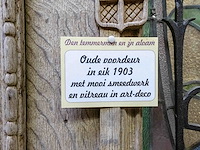 Oude voordeur 1903 in eik met brandglas, smeedwerk en vitreau in art-deco - afbeelding 7 van  7