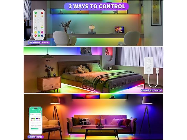 Oulara rgb smart ic cob ledstrip (10 m) - afbeelding 2 van  4