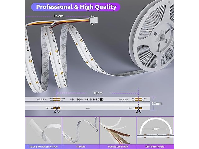 Oulara rgb smart ic cob ledstrip (10 m) - afbeelding 4 van  4