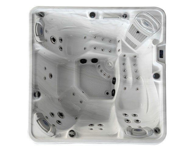 Outdoor spa 5-persoons 220x220x90 cm -sneeuwwit bad met zwarte zijkant - incl. bluetooth - afbeelding 1 van  8