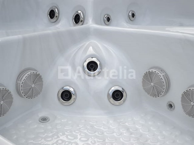 Outdoor spa 5-persoons 230x230 cm - sneeuwwit bad / grijze zijkant - incl. bluetooth - afbeelding 9 van  9
