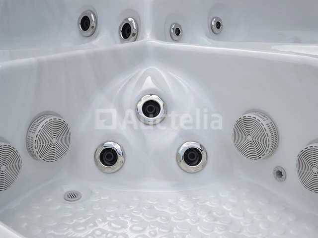 Outdoor spa 5-persoons 230x230 cm - sneeuwwit bad / grijze zijkant - incl. bluetooth - afbeelding 6 van  9