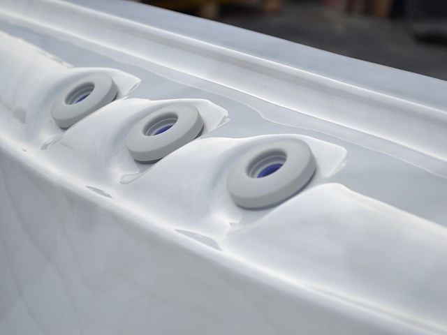 Outdoor spa 5-persoons 230x230 cm - sneeuwwit bad / grijze zijkant - incl. bluetooth - afbeelding 5 van  9