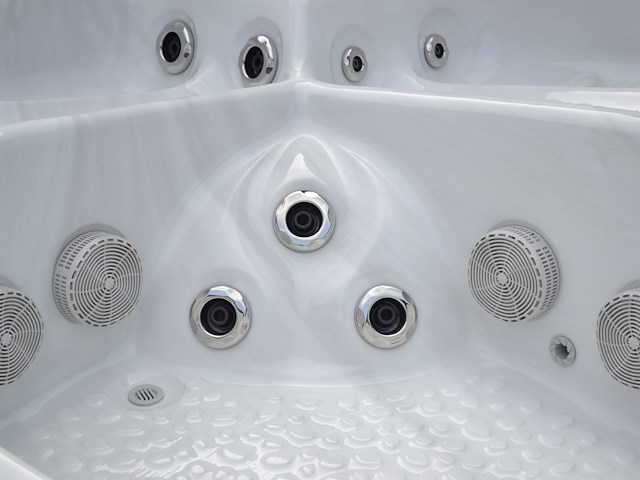 Outdoor spa 5-persoons 230x230 cm - sneeuwwit bad / grijze zijkant - incl. bluetooth - afbeelding 6 van  9